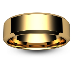 Flat Court Chamfered Edge - 7mm (CEI7-Y) Yellow Gold Wedding Ring